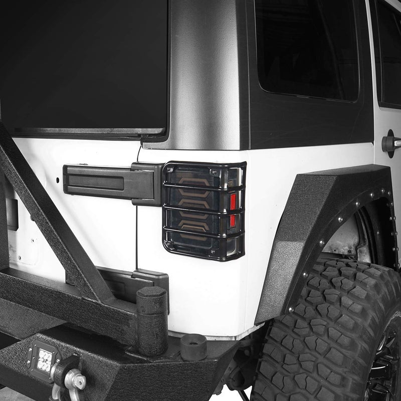 Hooke Road Wrangler Tail Light Covers Rear Taillight Euro Guard Black Light Cage fit for 2007-2018 Jeep Wrangler JK & JKU Unlimited - Pair - Image 3